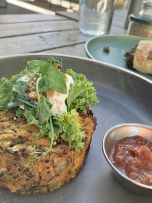 Quinoa-pumpkin fritter (baked)  at Bespoke Kitchen  in Queenstown
