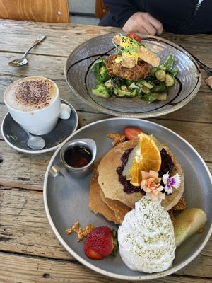 Vegan pancakes and vegan Benedict   at Bespoke Kitchen  in Queenstown