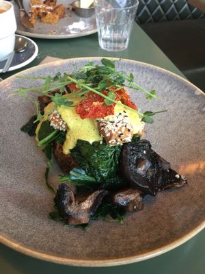 Vegan portobello Benedict  at Bespoke Kitchen  in Queenstown