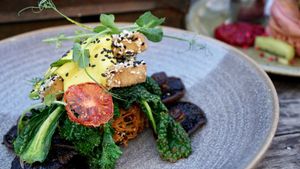 Portobello Vegan Benny- delicious! at Bespoke Kitchen  in Queenstown