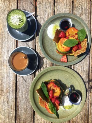 Matcha pancakes at Bespoke Kitchen  in Queenstown