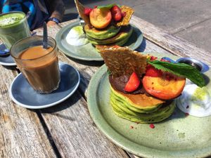 Matcha pancakes at Bespoke Kitchen  in Queenstown