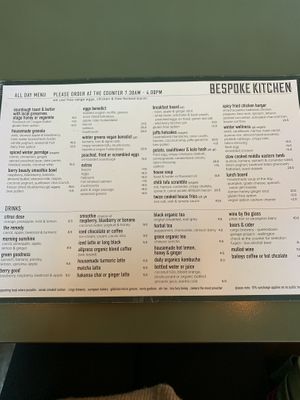 Menu at Bespoke Kitchen  in Queenstown