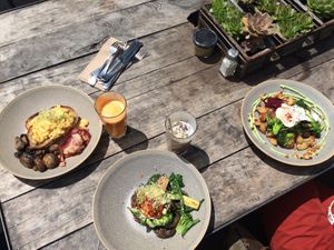 Centre plate is the vegan benedict at Bespoke Kitchen  in Queenstown