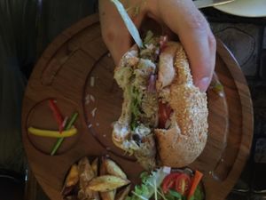 Yummy mixed mushroom burger  at Karma Kitchen in Chiang Mai