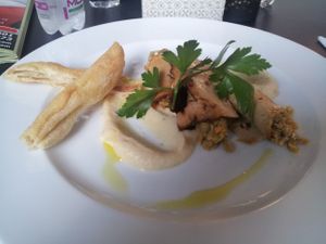 Smoked tofu wrapped around grains and veggies at Mia in Modena