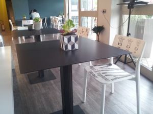 Interior with edible plants on each table at Mia in Modena