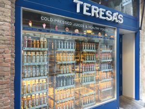 Outside at Teresa's Juicery in Barcelona