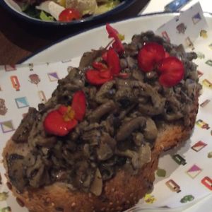 very tasty mashroom toast  at Teresa's Juicery in Barcelona