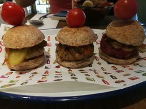 miniburgers - vegan & aaaaamazing!!! at Teresa's Juicery in Barcelona