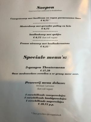 Soepen, menu's at Poort van Assen in Assen