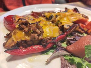 Gevulde paprika met seitan at Poort van Assen in Assen