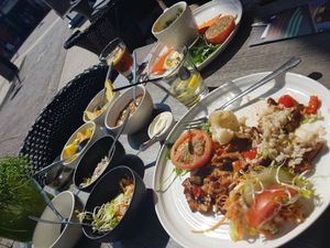 mock chicken and vegan stew at Poort van Assen in Assen