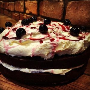 vegan black Forrest cake  at Riverhill Coffee Bar in Glasgow