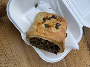 Mushroom and haggis roll   at Riverhill Coffee Bar in Glasgow