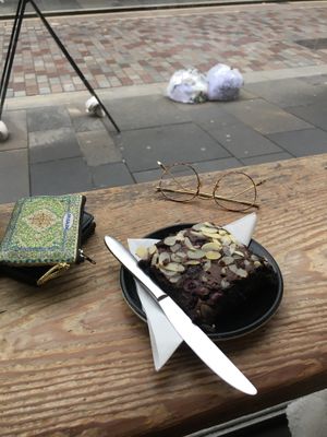 Vegan brownie at Riverhill Coffee Bar in Glasgow
