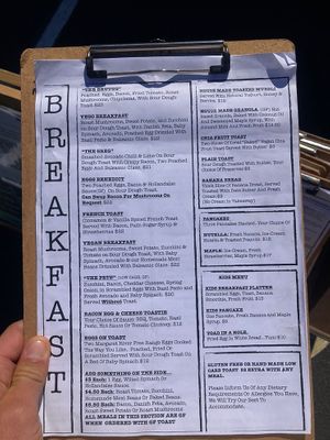 The menu  at The Urban Coffee House in Busselton