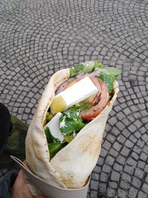 Willhelm Wildkeese Döner, the feta was incredibly yummy! at Vegbereitung - Food Trailer in Bamberg