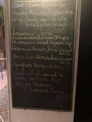 Specials menu (only one vegan option)   at The Fat Frog in Langkawi