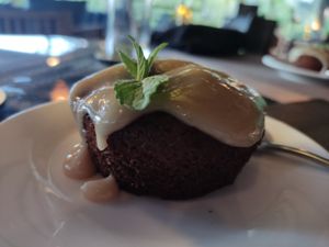 Sticky toffee pudding at The Fat Frog in Langkawi