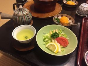 Breakfast salad at Motoyu Kansuiro in Hakone