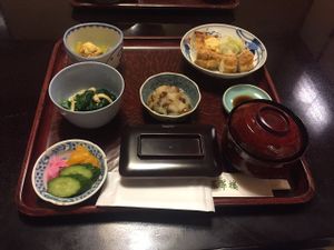 Breakfast selection at Motoyu Kansuiro in Hakone