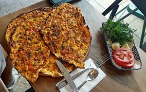 Vegan Turkish Lahmacun ❤ at Muhtelif Mekan in Istanbul