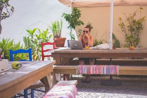 Esplanade at Agua no Bico in Lisbon