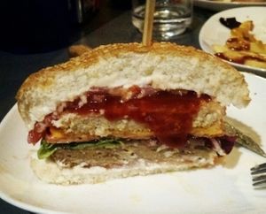 Double-burger at Vegan Rock in Rivas-vaciamadrid