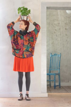 upcycling clothes and furnitures made by the designer-owner, Virag Toth at Kek Lo Berlin in Berlin