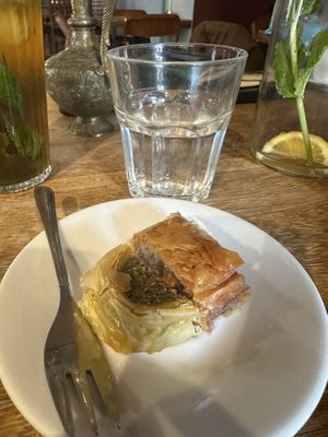 Pistachio and rose baklava  at Cheder in Krakow