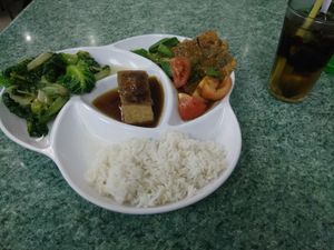 Vegan fish. Menu of the day. at Water Lily Restaurant in Kuala Lumpur