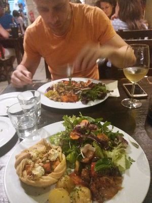 Front; Pumpkin and Mascarpone pie
Back; Mediterranean veg pie at Chiccas in Praia Da Luz