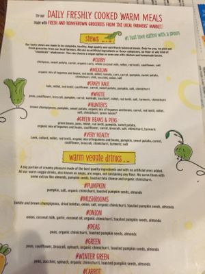 English menu of hot food daily specials.  There’s another menu with salads.   at Gajbica in Zagreb