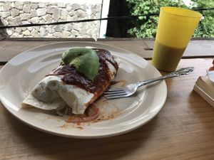 The vegan burrito / el burrito vegano at Konojel in San Marcos La Laguna