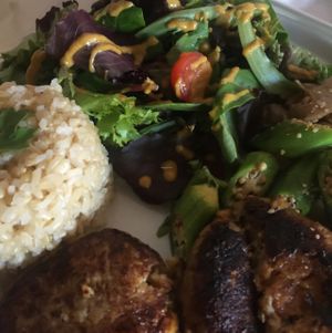 lunch special steak burger at Local Healthy Tapas & Sake in Costa Mesa