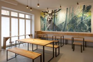 Restaurant interior at Holy Flat in Berlin