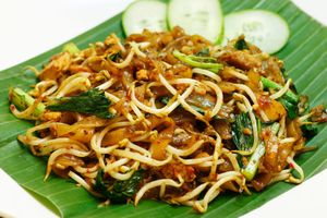 Kwetiau Penang
Stir-fry wide rice noodle with beansprout, greens, tofu, ocean chunk and spicy Penang sauce. 
 at Loving Hut in Tanjung Duren
