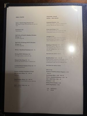 Menu. “VG” is vegan.   at Lavery's in Belfast