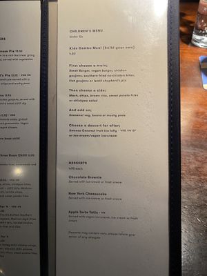 Menu  at Lavery's in Belfast