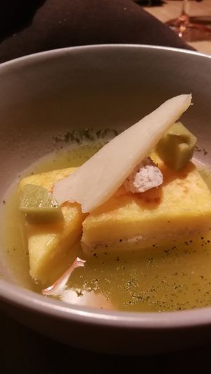 Yuca and cucumber and ricotta cheese at Ali Pacha in La Paz