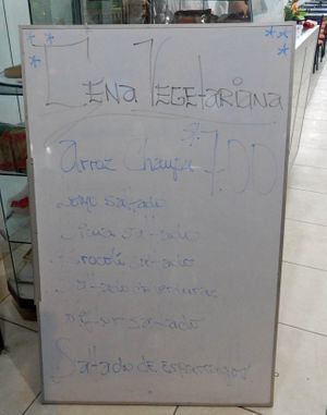 Daily lunch specials for 7 soles (less than three dollars) at E' Polack in Lima