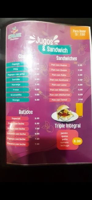 Jugos y sandwiches at E' Polack in Lima
