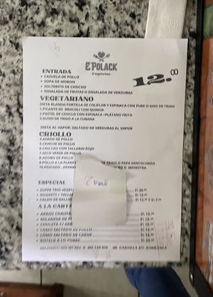 Menu inside (the same) - not a vegetarian restaurant!  at E' Polack in Lima