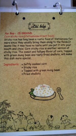 Corn Sticky Rice menu at A Vietnam Corner in Dong Hoi
