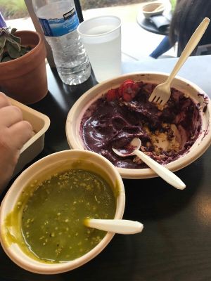 vegetables soup and acai bolw   at MyRoots in Miami