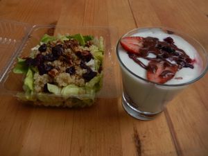 quinoa salad for takeaway and yogurt parfait for dessert at ELK Bistro Deli & Bakery in Mexico City