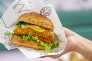 Cordon Bleu Burger at The Plant Based Factory in Miraflores