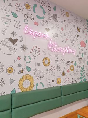 Wall art at The Plant Based Factory in Miraflores