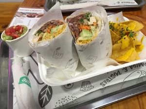 Burrito with Guacamole at The Plant Based Factory in Miraflores